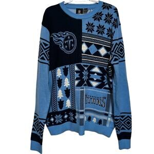 NFL‎ Team Apparel Men's TN Titans Ugly Christmas Sweater Blue Black Size 2XL